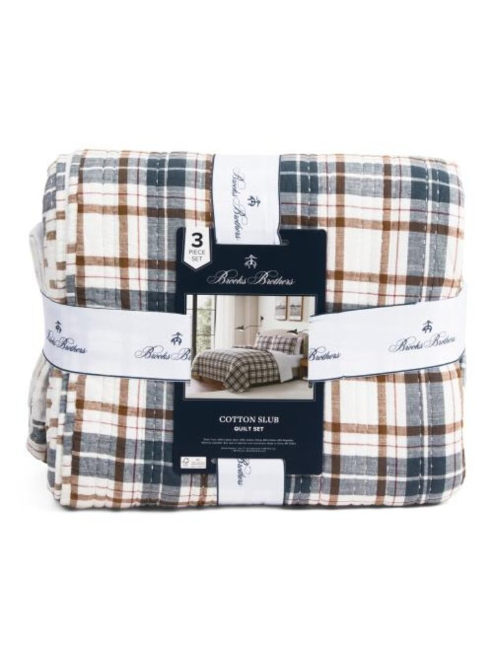 BROOKS BROTHERS Cotton Plaid Quilt Set